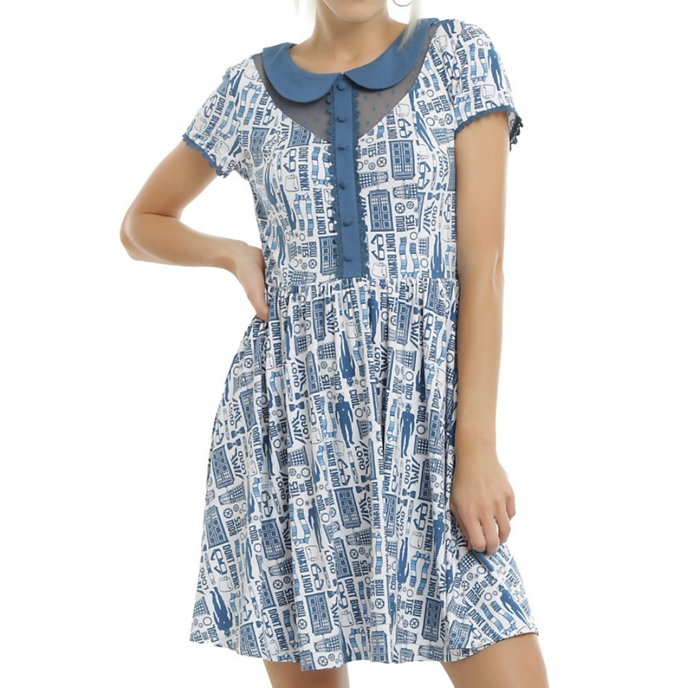 Hot Topic Dr. Who RARE Novelty print dress size large